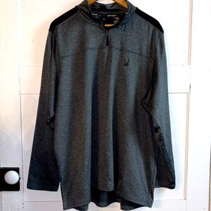 Spyder Quarter Zip Pullover Athletic Shirt Gray Black Detail Size XL